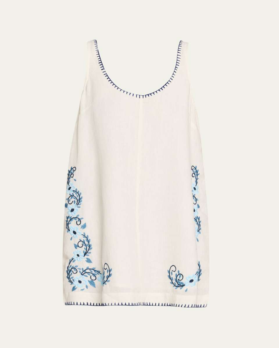 Sara Embroidered Linen Mini Dress